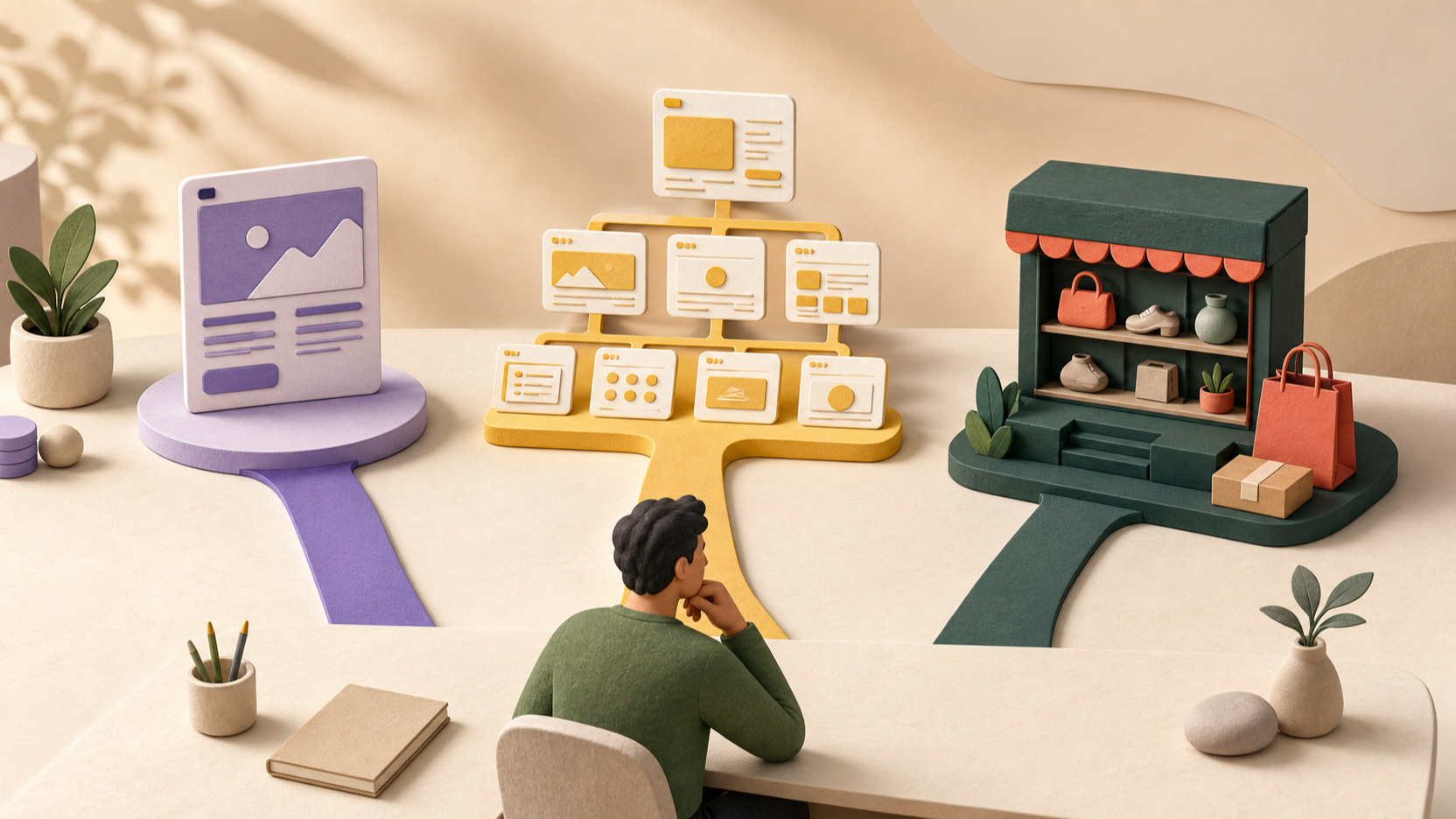 Topic visual for «Landing Page, Multi-Page Site, or Ecommerce Store: How to Choose» — Cover